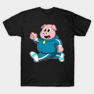 Pig at Fitness - Jogging with Jogging suit T-Shirt